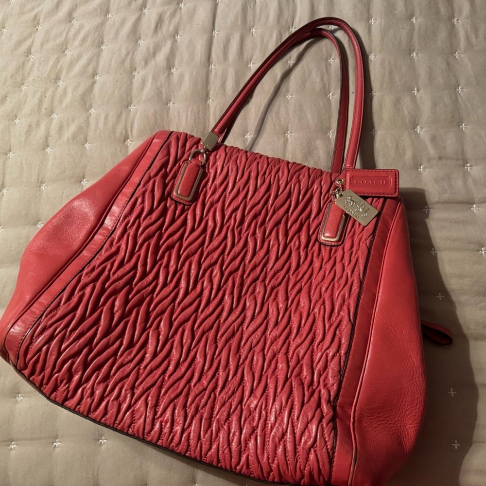 Coach Madison North South Satchel Gathered Twist Leather Bag